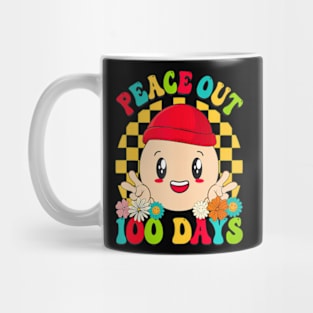 Groovy Peace Out 100 Days Of School Smile Face Kids Mug